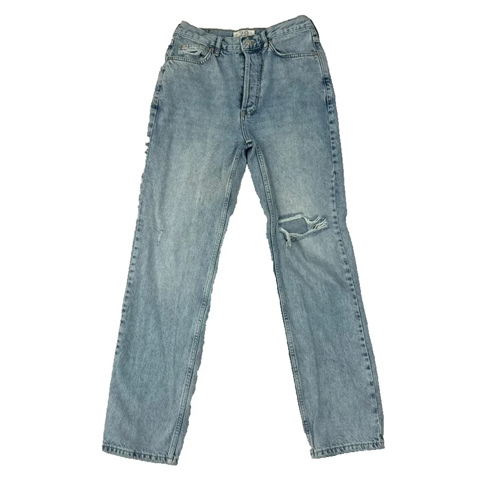 We The Free Jeans Women's Size 28 Blue Denim Medium Wash Button Fly Distressed